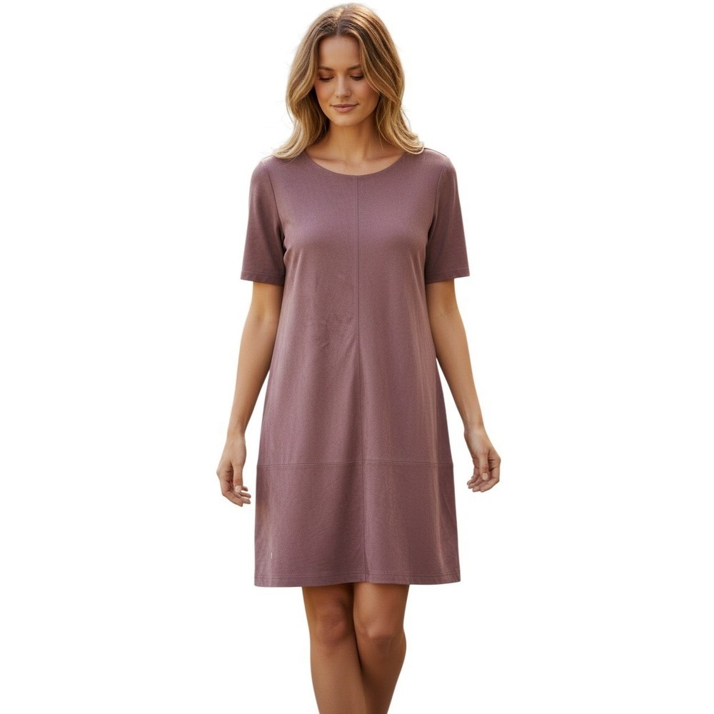 Anthropologie Bishop + Young Mauve Vegan Suede Shift Dress S Purple Short Sleeve